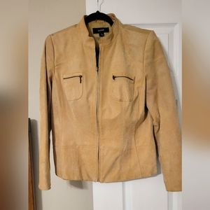 Leather Jacket Alfani Tan Large Leather Zip Up Front